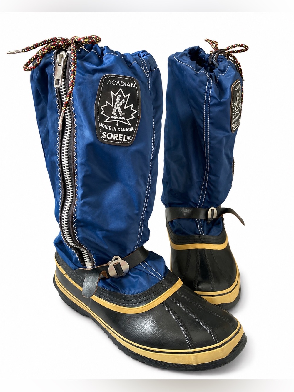 Vintage Sorel Acadian Kaufman Canada Blue Snow Boots Wool Lined Size 11